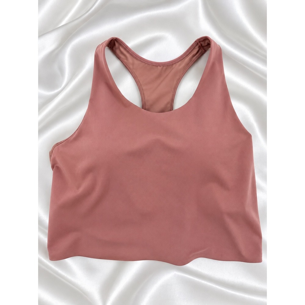 Uniqlo Sports Bra XL Blush Pink Racerback Cropped Built-in Padded Cups